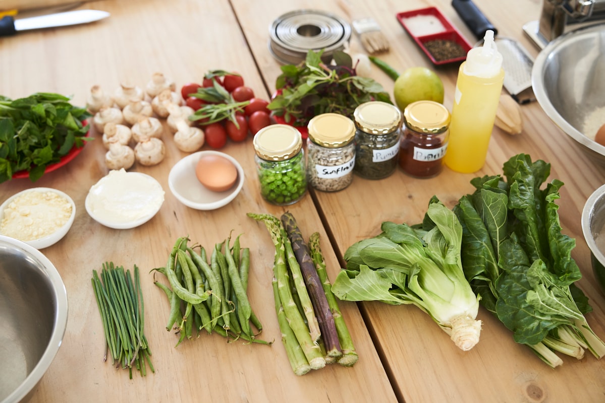 Fresh ingredients on a cutting board